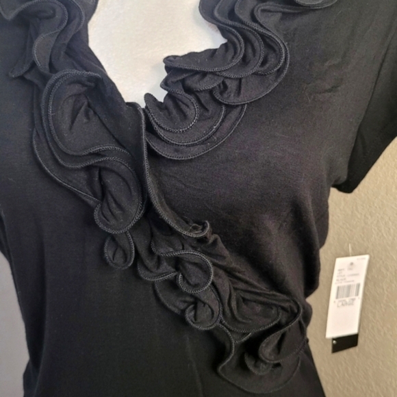 B.Wear Short Sleeve Size L Swirl Collar Blouse - Picture 2 of 13